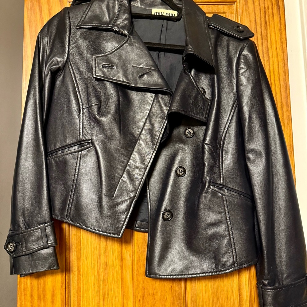 Miu Miu Sleek Black Leather Jacket